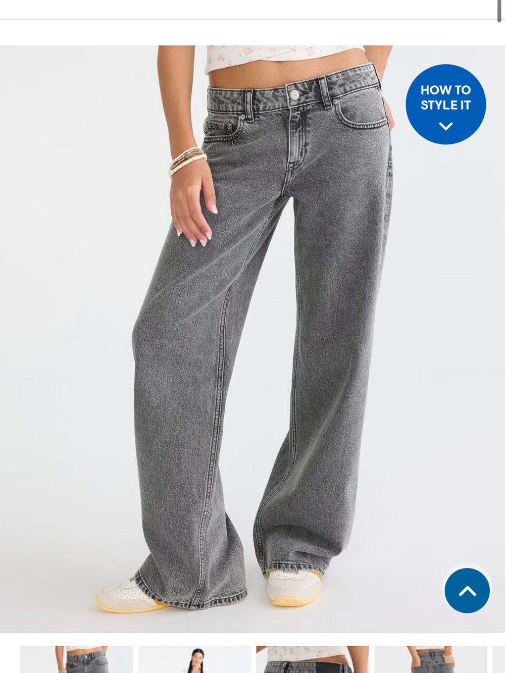 Aeropostale Washed Charcoal Wide-Leg Jeans